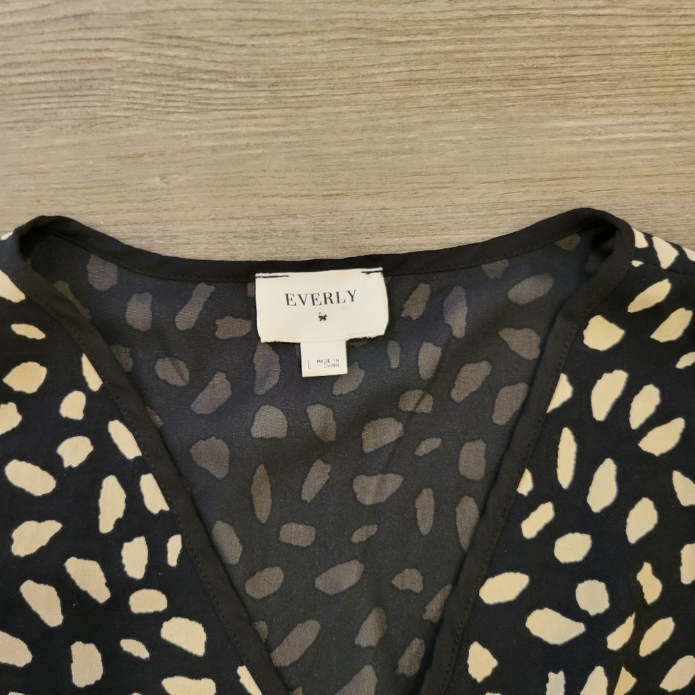 Everly Midi Black and Cream Women's Dress Size Large - Picture 2 of 9